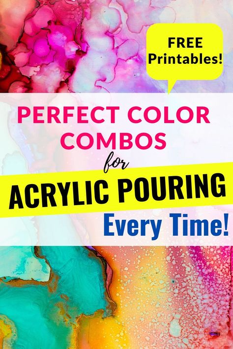 How to Choose the PERFECT Color Combos for Acrylic Pouring EVERY TIME! FREE Printables! Acrylic Pouring Color Combos, Pour Painting Techniques, Resin Pouring, Artwork Diy, Pour Paintings, Choosing Paint Colours, Pour Paint, Acrylic Art Projects, Acrylic Painting Diy