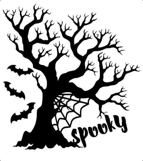 Tree Svg Free, Cricut Patterns, Moldes Halloween, Unicorn Pumpkin, Spooky Tree, Spooky Trees, Halloween Tree, Halloween Silhouettes, Vector Trees