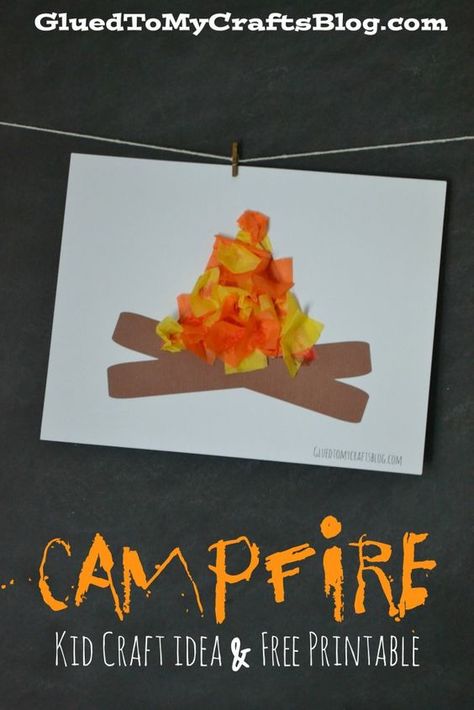 Campfire craft for kids. This is adorable for a cute summer craft. Make before going on a camping trip with kids this summer! Campfire Crafts For Kids, Camping Preschool, Camping Theme Preschool, Arts And Crafts For Teens, Craft Kids, Summer Craft, Camping Theme, Kids Wood, Camping Crafts