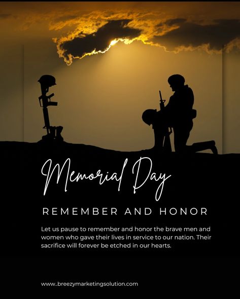 Remember and honor this Memorial Day. 🇺🇸 Let us pause to remember and honor the brave men and women who gave their lives in service to our nation. Their sacrifice will forever be etched in our hearts. #rememberandhonor #godblessourtroops #supportourtroops #godblessamerica #militaryfamily #usa #americanveterans Social Media Marketing Manager, American Veterans, Support Our Troops, Military Family, Marketing Manager, God Bless America, The Brave, Memorial Day, Social Media Marketing