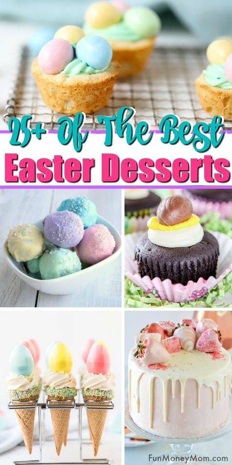 Easter desserts don't get much better than these adorable ideas! From Easter Cookie Truffles to Ice Cream Cone Cupcakes, these desserts will make you want to celebrate every day! #easter #easterdesserts #easterfood #eastertreats #holidayfood #holidaydessert #desserts #dessertrecipes Best Easter Desserts, Fun Kids Desserts, Easter Nest Cake, Cupcake Ice Cream Cones, Yummy Easter Desserts, Banana Pudding Cookies, Easter Deserts, Cookie Truffles, Cone Dessert