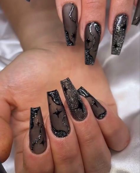 Nails Long Acrylic, Witchy Nails, Black Acrylic Nails, Goth Nails, Edgy Nails, Grunge Nails, Art Designs Ideas, Nagel Inspo, Man Hat