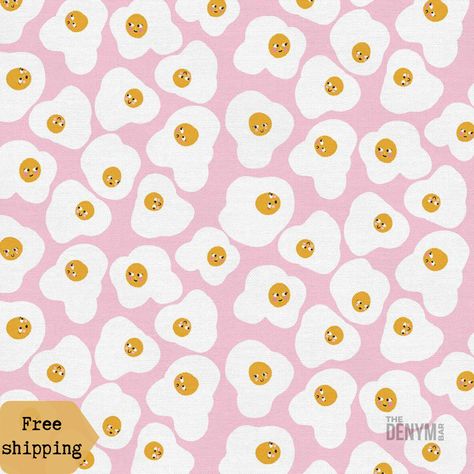 Food Face in Eggs by PBS Fabrics Pancakes Bacon, Sunnyside Up Eggs, Happy Fruit, Fabric Factory, Bacon And Eggs, Colorful World, Cotton Quilting Fabric, Cloth Napkins, Quilt Shop