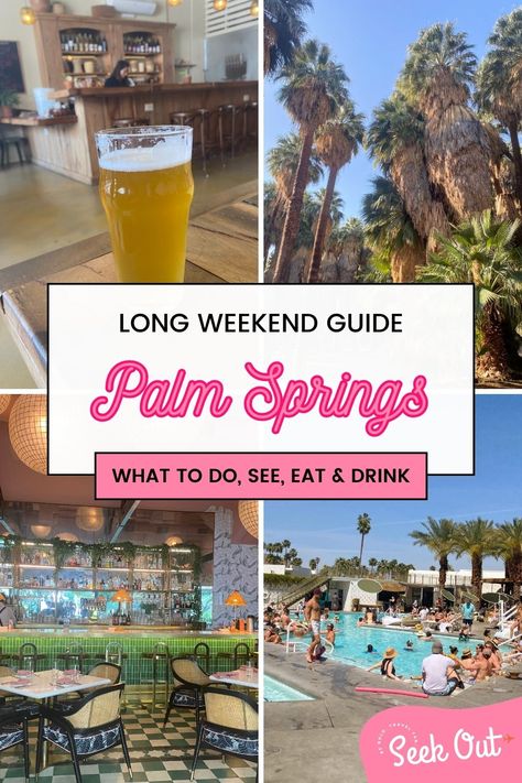 Palm Springs Itinerary for what to do, see, eat, drink, and so much more for a long weekend! Palm Springs | Palm Springs Travel Guide | Palm Springs Travel | Palm Springs things to do | Palm Springs Long Weekend | Palm Springs Itinerary, Weekend In Palm Springs, Palm Springs Shopping, Palm Springs Travel, Florida Family Vacation, California Travel Guide, Tiki Drinks, Palm Spring, Palm Springs California