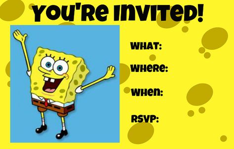 Free Printable Spongebob Birthday Invitations for Andrew Spongebob Birthday Cakes, Spongebob Under The Sea, Spongebob Invitations, Spongebob Summer, Pink Spongebob, Spongebob Party Ideas, Snow White Invitations, Spongebob Squarepants Party, Sponge Bob Birthday