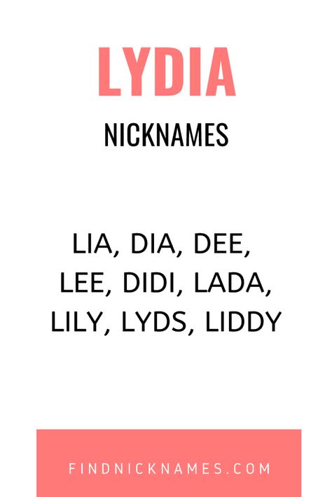 30+ Creative Nicknames for Lydia — Find Nicknames Nicknames For Baby Girls, Lydia Name, Lydia Aesthetic, Creative Nicknames, Baby Nicknames, Names With Nicknames, Nicknames For Girls, Good Nicknames, Fertility Help