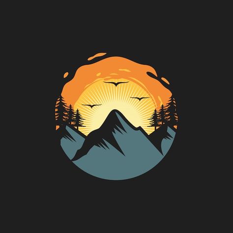 Snow Logo, Mountain Logo Design, Tshirt Graphics, Illustration Design Graphique, Tenda Camping, Logo Design Illustration, Reka Bentuk Grafik, Outdoor Logos, Mountain Logo