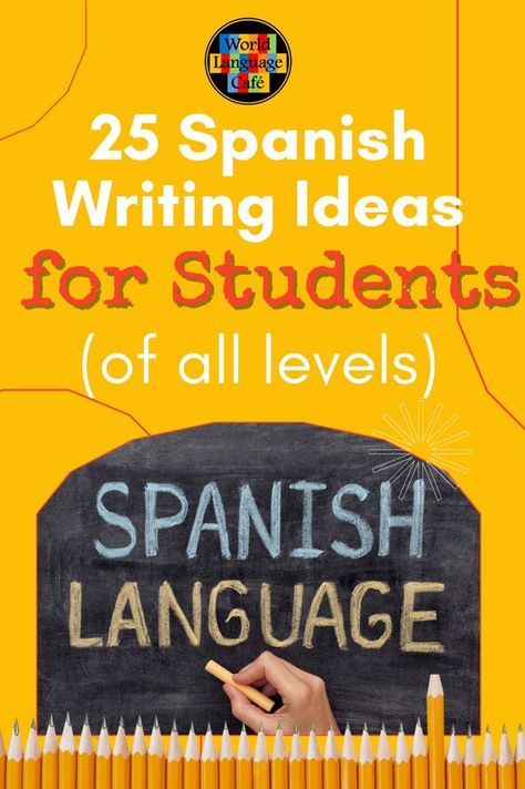 In this series on teaching Spanish writing skills, we’ve discussed using templates to model good writing, as well as the importance of Spanish transition words to decrease choppiness. This post will continue the writing discussion with ideas for great Spanish writing activities and Spanish writing projects to use all year long with your high school or middle school students Spanish Lesson Plans High School, Spanish Transition Words, Spanish Language Arts, Spanish Writing, World Language, Spanish Classroom Activities, Good Writing, Spanish Curriculum, Middle School Spanish