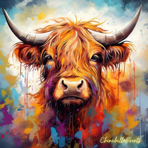 Highland cow canvas wall art, colorful vibrant oil painting style, portrait Highland cow, wildlife. Office decor. Style by Leroy Neiman. Vintage cow. Landscape with a cow. Vintage landscape When payment is complete you will receive you will receive 5 HIGH-RESOLUTION FILE, 8192x8192 pixels. The image is 1:1 ratio.(5х5, 7х7, 10х10, 12х12, 15х15, 18х18, 20х20, 24х24) ✨Watermark/logo will not appear on the files you receive✨ The listing is for a digital file, no physical product is shipped. Scottish Highland Cow Art, Cow Landscape, Highland Cow Painting, Leroy Neiman, Highland Cow Art, Line Doodles, Highland Cow Canvas, Scottish Highland Cow, Rooster Art