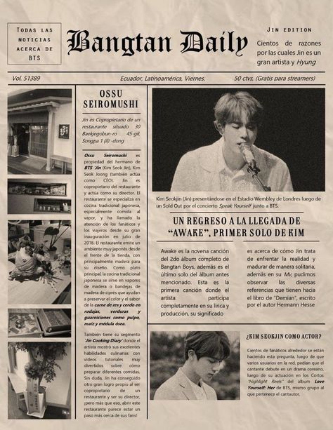 Kpop Newspaper Edit, Kpop Newspaper, Newspaper Letters, Aesthetics Vintage, Newspaper Layout, Desain Buklet, Graphic Design Infographic, Vintage Newspaper, Newspaper Design