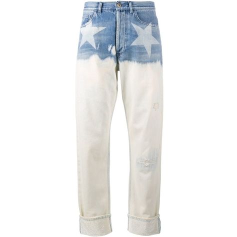 Faith Connexion Star Print Wide-Leg Jeans (€720) ❤ liked on Polyvore featuring jeans, white jeans, star jeans, star print jeans, wide leg jeans and faith connexion jeans White Wide Leg Jeans, White Boyfriend Jeans, Destructed Jeans, 5 Pocket Jeans, Print Jeans, Faith Connexion, Jeans Wide, Jeans Diy, Destroyed Jeans