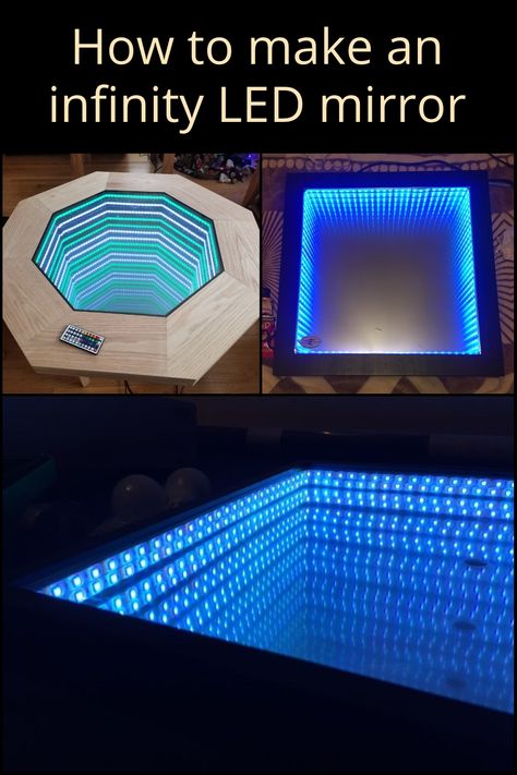 Mirror Light Reflection, Old Mirror Ideas, Diy Infinity Mirror, Repurpose Mirror, Magic Mirror Diy, Diy Vanity Mirror With Lights, Portal Mirror, Infinity Mirror Diy, Infinite Mirror