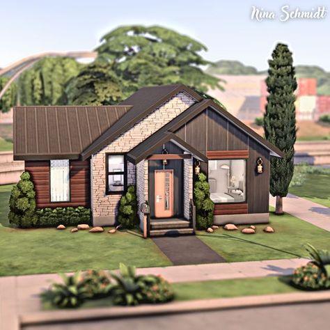 Starter House, Sims 4 Cheats, Sims 4 Family, Sims 4 House Building, Sims 4 House Design, Casas The Sims 4, Sims House Plans, Sims House Design, Modern Tiny House