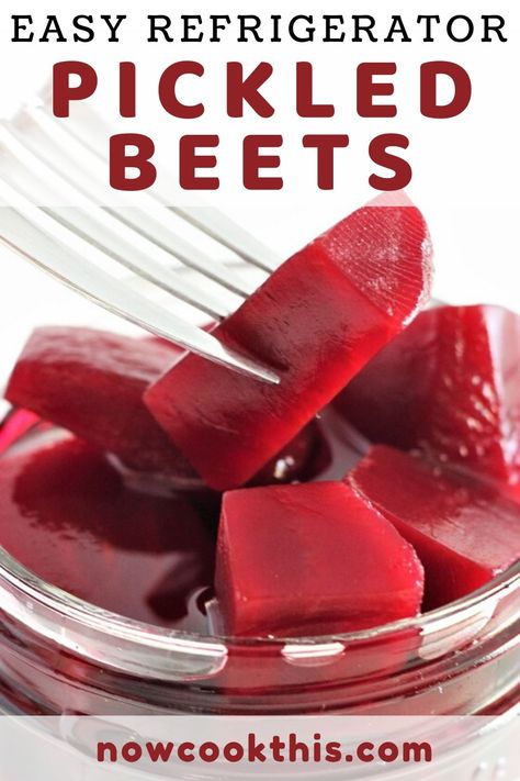 These Easy Refrigerator Pickled Beets are super quick to make with just 3 simple ingredients - canned beets, apple cider vinegar, and sugar. Just let them sit in the fridge for 24 hours (or longer), and then enjoy your delicious, sweet and tangy beets. Get the recipe and learn how to make them! #refrigeratorpickledbeets #pickledbeets #refrigeratorpickles #beets Pickled Beets With Apple Cider Vinegar, Beets In Vinegar, Beet Dishes, Refrigerator Pickled Beets, Canned Beets, Apartment Meals, Pickled Beets Recipe, Beets Recipe, Fruit Sauces