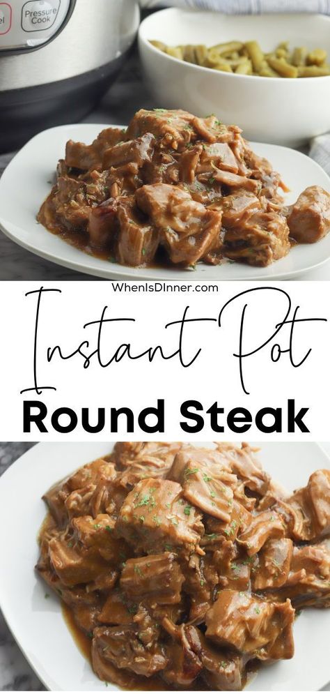 Beef Tenderized Round Steak Recipes Instant Pot, Instant Pot Tenderized Round Steak, Round Steak Recipes Instapot, Round Steak Pressure Cooker, Instant Pot Round Steak And Gravy, Bottom Round Instant Pot, Instant Pot Round Steak Recipes Easy, Instapot Round Steak Recipe, Steak Round Eye Recipes