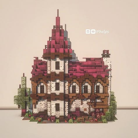 Building on the morning is cool! And what a crazy color palette ! - Minecraftbuilds Minecraft Kale, Minecraft Hus, Minecraft Kingdom, Case Minecraft, Minecraft Structures, Bangunan Minecraft, Crazy Color, Cool Minecraft Houses, Minecraft Castle