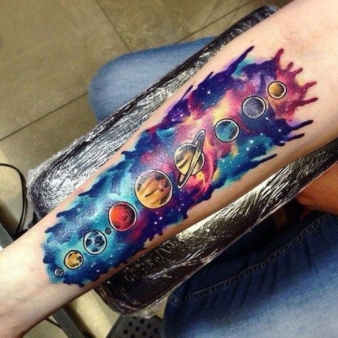 Galaxy Tattoos, Cosmos Tattoo, Solar System Tattoo, Tattoos Creative, Cuff Tattoo, Space Tattoos, Astronaut Tattoo, Universe Tattoo, Planet Tattoos