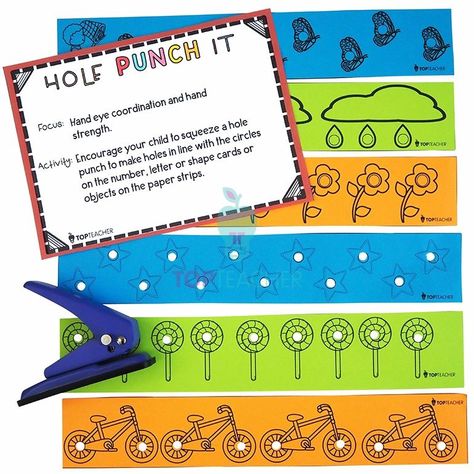 Students are encouraged to use a hole puncher to make holes in line with the circles. Hole Punch Printables Free, Hole Punch Activities Free Printable Preschool, Hole Punching Activities Free Printable, Hole Punch Activities Free Printable, Preschool Hole Punch Activities Free, Fine Motor Hole Punch Activities Free, Letter Hole Punch Activity, Hole Punch Activities, Counting Atoms Worksheet