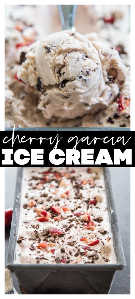 Cherry Garcia Ice Cream, Chocolate Cherry Ice Cream, Boston Cream Cake, Cherry Garcia, Mouthwatering Desserts, Ice Cream Recipes Machine, Homemade Hot Fudge, Simple Desserts, Cherry Ice Cream