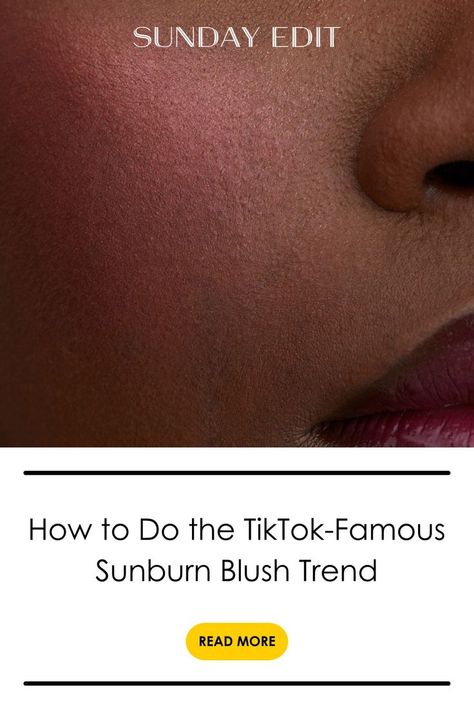 While we may apply daily SPF, we may still crave that sun-kissed glow that comes with a fun day basking under the sunny skies. Now, thanks to TikTok and celebrities like Hailey Bieber and Addison Rae, we can create that look without risking damage to our skin. Introducing: the sunburned blush beauty trend. Learn how to create that sunburn blush look in this article. #sundayriley #sunburnblush #blushtips #blush #blushmakeuptip #blushtrend #sunburnblushtrend Sunburn Blush, Blush Tips, Blush Trend, Blush Beauty, Sunday Riley, Addison Rae, Fun Day, Hailey Bieber, Pull Off