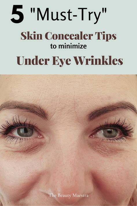 If you have more mature skin and struggle with what to do with under eye wrinkling or discoloration, this is a very effective concealer technique to try. Best Eye Concealer For Older Women, Best Under Eye Concealer For Older Women, Aging Skin Makeup, Best Eye Concealer, Under Eye Makeup Creasing, Under Eye Makeup Tips Concealer, Avoid Under Eye Creasing, Best Under Eye Cream, Makeup Wrinkles