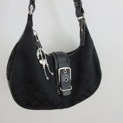 ♠️ Y2k Coach black hamptons hobo bag ♠️ ⋆ $125 ⋆ Free US shipping ⋆ like new condition ⋆ 11" x 12" ⋆ Comment "sold" or dm me to purchase ⋆ Charms included #vintagecoach #fall #pinterest #fallaesthetic #fallinspo Fall Pinterest, Fall Inspo, Vintage Coach, Vintage Bags, Hobo Bag, Dm Me, The Hamptons, Charms, Like New