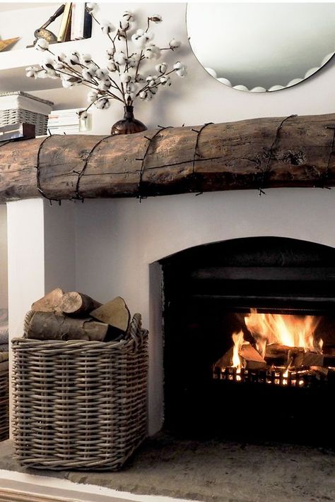 Fireplace Logburner Ideas, Log Basket Ideas, Cosy Fireplace Living Room, Log Fireplace Ideas, Wide Fireplace Ideas, Cosy Home Aesthetic, Cottage Fireplace Ideas, Corner Log Burner, Cosy Home Ideas