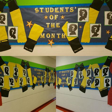 Student Of The Month Bulletin Board Ideas, Star Of The Month Chart For Classroom, Student Of The Month Ideas, Student Of The Month Bulletin Board, Therapist Room, Work Mindset, Counseling Bulletin Boards, Behavior Therapist, Elementary Bulletin Boards