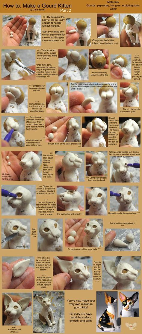 Sculpting Tutorials, 3d Sculpture, Gourds Crafts, Polymer Clay Animals, Clay Animals, Clay Art Projects, Gourd Art, Sculpting Clay, Clay Dolls