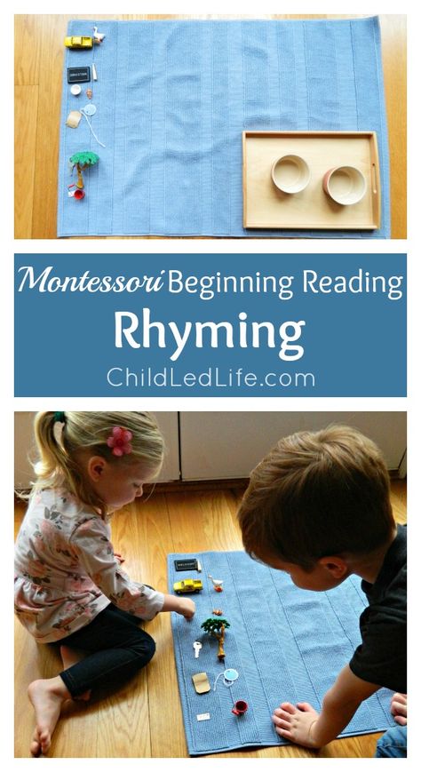 Montessori Reading, Junior Kindergarten, Rhyming Games, Montessori Language, Kindergarten Activity, Montessori Lessons, Household Objects, Montessori Homeschool, Montessori Toddler Activities