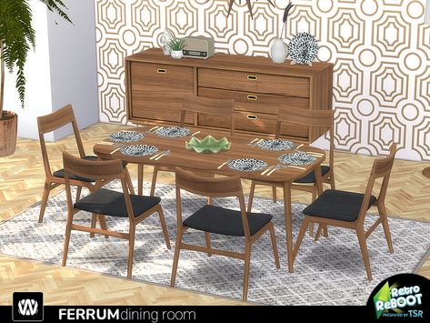 The Sims Resource - Retro ReBOOT - Ferrum Dining Room Furniture Mods, Sims 4 Kitchen, Sims 4 Tsr, Diy Storage Rack, Sims 4 Cc Furniture, Sims House, Sims 4 Cc, The Sims Resource, Sims Resource