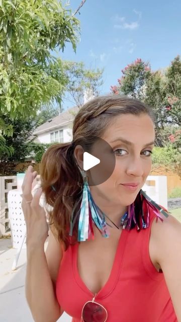 Kara Whitten on Instagram: "Such a fun use for the mylar fringe curtains from the shop! You can use the 4ty of July themed set or the rainbow set to make so many earrings!!! Comment tassel earrings for a link to the supplies used!" Many Earrings, Fringe Curtains, Curtain Fringe, May 31, The Rainbow, Tassel Earrings, Curtains, Rainbow, Instagram