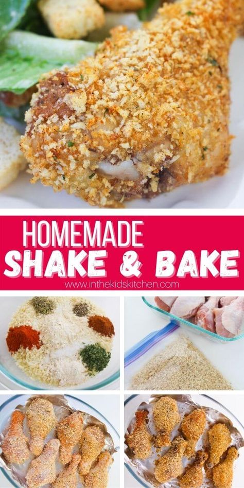 Make delicious crispy "fried" chicken - without all the grease - with our copycat Shake 'n Bake Chicken recipe! Diy Shake N Bake Chicken, Shake N Bake Chicken Tenders, Shake N Bake Recipe, Homemade Shake And Bake Chicken, Bake Chicken Recipe, Shake And Bake Chicken, Homemade Shake And Bake, Shake N Bake Chicken, Cornflake Chicken