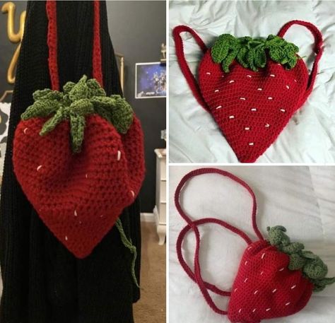 Crochet Strawberry Backpack, Crochet Blueberry Bag, Crochet Leaf Bag, Strawberry Bag Crochet Pattern, Crochet Strawberry Purse, Strawberry Bag Crochet, Strawberry Crochet Bag, Crochet Strawberry Bag, Strawberry Bag