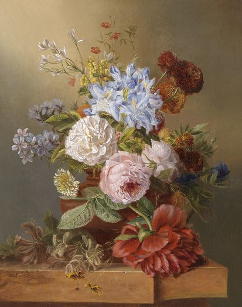 Josef Schuster (1812-1890) — Blumenstillleben,1890 (2444×3108) Gif Rose, Dutch Still Life, Oil Painting Pictures, Still Life Flowers, Oil Painting For Sale, Flower Paintings, Framed Oil Painting, Tile Murals, Oil Painting Reproductions