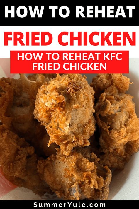 Learn how to reheat KFC chicken so it stays crispy! This air fryer recipe is the best way to reheat fried chicken. Simply put the chicken pieces in an air fryer basket, and try reheating fried chicken for 3-4 minutes at 400F (200C). Also, get tips on how to reheat Kentucky Fried Chicken in an oven, toaster oven, stove, and microwave. You can use these directions to reheat Popeyes chicken too! How To Heat Up Fried Chicken In Air Fryer, How To Reheat Chicken In Air Fryer, Reheating Chicken Tenders In Air Fryer, Reheating Chicken In Air Fryer, Best Way To Reheat Fried Chicken, Reheat Chicken In Air Fryer, Reheat Fried Chicken In Oven, How To Reheat Fried Chicken In Air Fryer, How To Reheat Fried Chicken