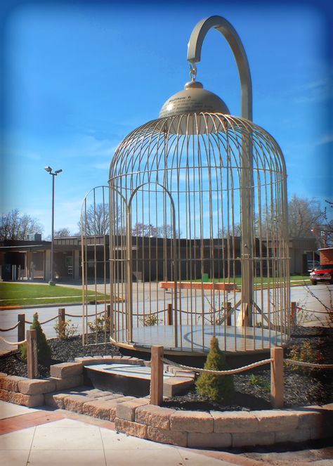 Huge Bird Cage, Giant Bird Cage, Casey Illinois, Big Bird Cage, Bird Cage Design, Large Mailbox, Large Bird Cages, Roadside Attractions, Big Things