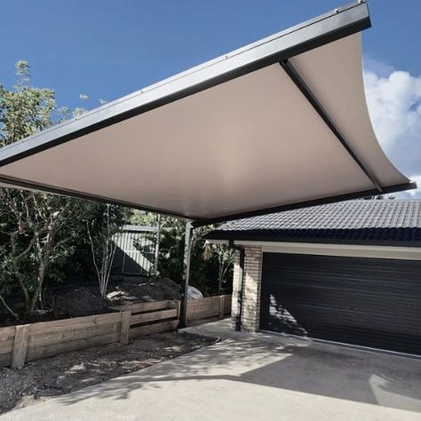 ikoe website (550 x 550 px) (3) Shade Sail Carport Ideas, Carport Shade, Cantilever Structure, Single Carport, Waterproof Shade Sails, Pool Shade, Car Port, Shade Sails, Shade Structure