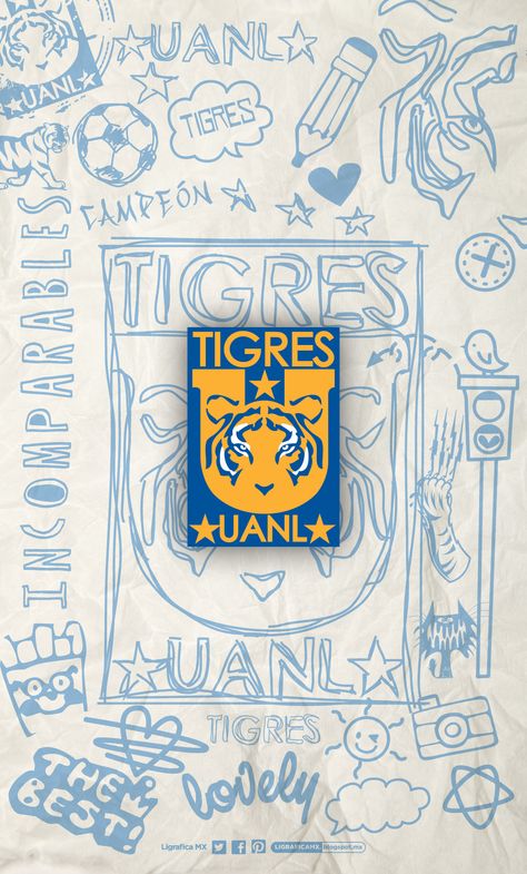 @CLUB TIGRES • LigraficaMX 291213CTG(3) Mexico Wallpaper, Soccer World, Tiger Art, Tennis Clothes, Soccer Team, Tigers, Iphone Wallpaper, Soccer, Sports