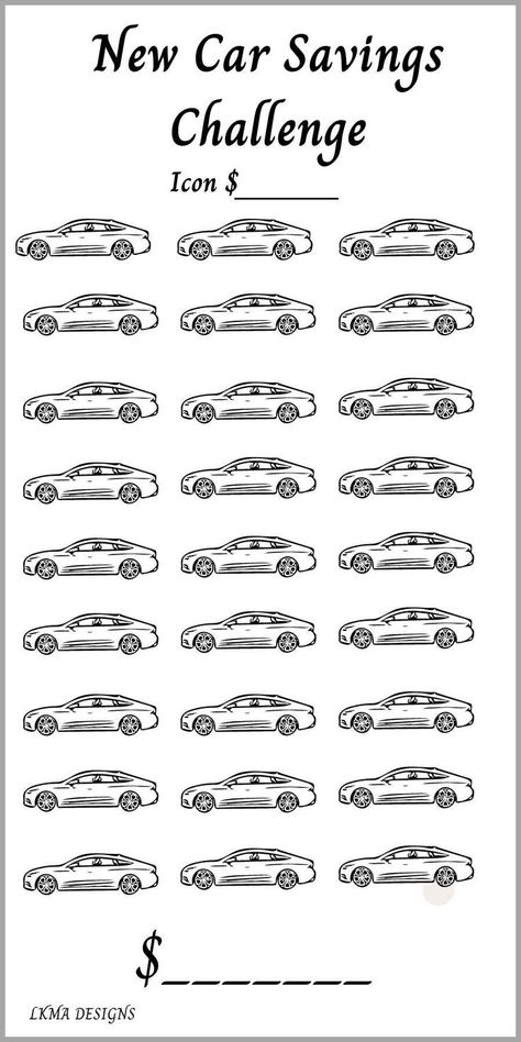 Mini Saving Challenge Printable, Car Savings Challenge, Budget Digital Planner, Reading Journal Printable, Car Saving, Budget Planners, Saving Money Chart, Money Chart, Budget Challenge