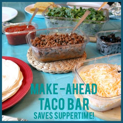 This is a sponsored post for SheSpeaks/Rubbermaid®. I love eating, and I love food. But there are weeks when I do NOT love food prep. For those heavily scheduled weeks, I try to save our suppertime by choosing make-ahead meal ideas! These meals are usually simple, like my Make-Ahead Taco Bar that saved not one, […] Taco Bar Family Dinner, Meal Train Taco Kit, Make Ahead Taco Meat, Make Ahead Tacos For A Crowd, Make Ahead Tacos, Taco Bar Party, Taco Meal, Family Meal Prep, Camping Meal