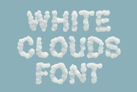 Cloud Letters Font, Creative Number Design, Font Generator Free, Cloud Letters, Cloud Font, Postcard Project, Cloud Poster, Cloud Type, Logo Cloud