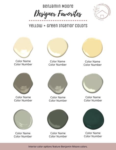 Interior Home Paint Color Designer Favorite Benjamin Moore Popular Paint Color Palette Color Consultant Best-Selling Yellow Green Paint Interior Home Paint, Soft Green Paint Color, Dark Green Couches, Benjamin Moore Yellow, Soft Green Paint, Benjamin Moore Green, Color Consultant, Nursery Paint Colors, Green Grey Paint