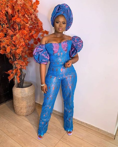 Ms Asoebi on Instagram: “Fab in funkified lace & Aso-oke @sisi_onigele1 • • • • • •” Aso Ebi Jumpsuit, Asoebi Jumpsuit, Aso Ebi Dresses, Jumpsuit Styles, Jumpsuit Design, Jumpsuit Lace, Ankara Jumpsuit, Trendy Jumpsuit, Ankara Dresses