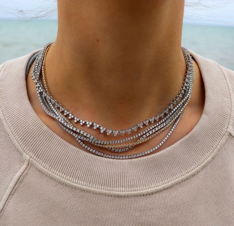 Exquisite Diamond Cut Tennis Necklace, Luxury Diamond-cut Tennis Necklace For Gift, White Gold Tennis Necklace With Diamond-cut Cubic Zirconia, Dazzling Diamond-cut Tennis Necklace, Dazzling Brilliant-cut Platinum Tennis Necklace, Diamond Tennis Necklace, Pop Up Event, Loop Earrings, Tennis Necklace