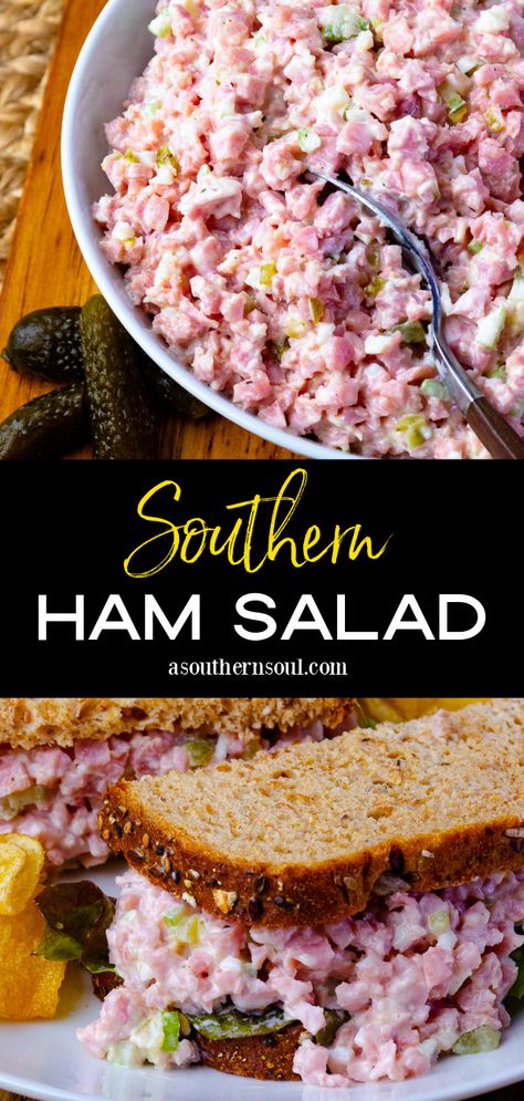 Southern Ham Salad - A Southern Soul % Southern Ham, Salad Jars, Ham Salad Recipes, Ham Dishes, A Southern Soul, I Lost 100 Pounds, Leftover Ham Recipes, Meat Salad, Ham Salad