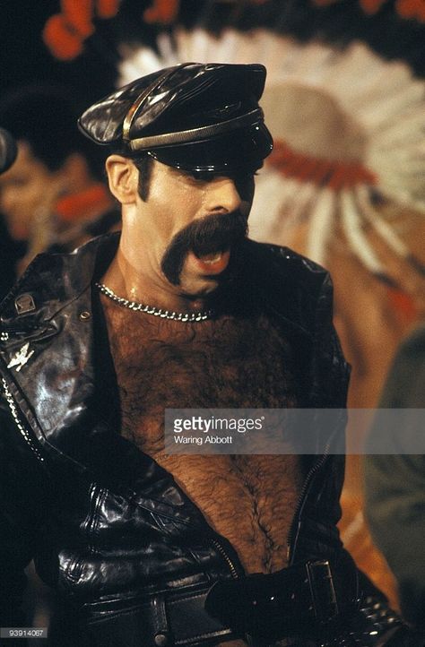 Glenn Hughes of the the Disco group the Village People performing at Xenon in New York City on June 22, 1978. The Village People, Glenn Hughes, Village People, Leather Gear, Human Poses Reference, Human Poses, Beard No Mustache, June 22, The Village