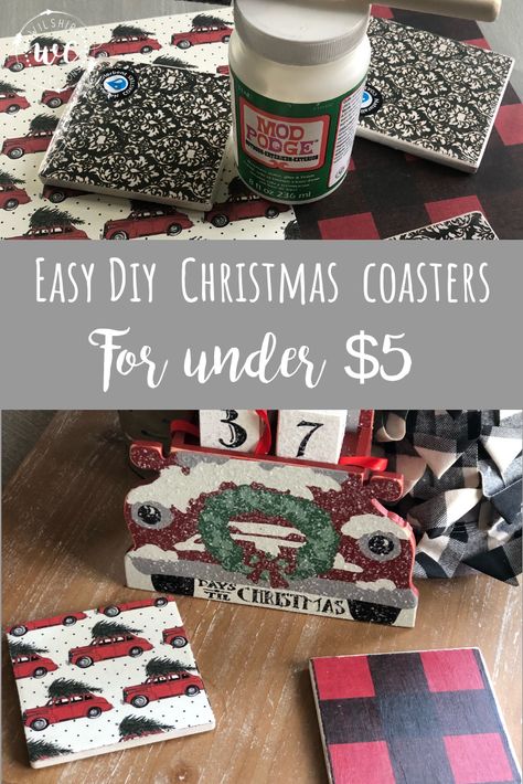 Diy Christmas Coasters, Diy For Christmas, Crafts For Gifts, Christmas Crafts For Adults Diy, Crafts For Adults Diy, Dollar Tree Christmas Decor, Christmas Gifts For Teen Girls, Christmas Crafts To Sell, Easy Diy Christmas Gifts