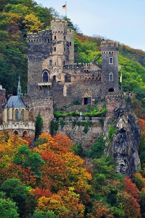 Rheinstein Castle in Germany Castle Germany, Old Castle, Chateau Medieval, Castle Mansion, European Castles, Rhine River, Germany Castles, Castle Ruins, Chateau France