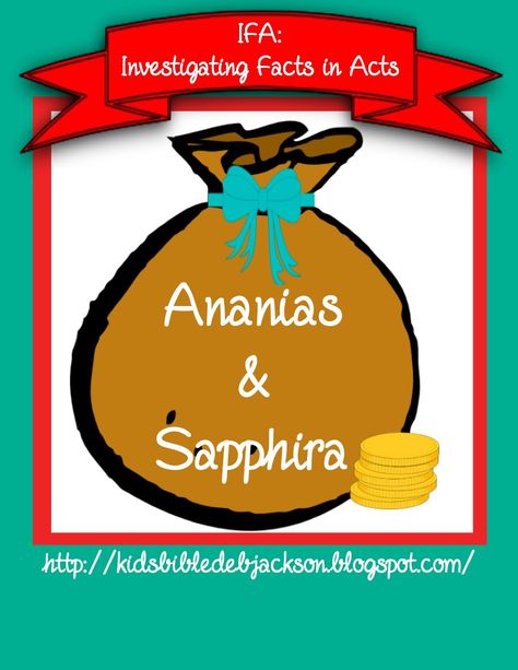 http://www.biblefunforkids.com/2014/12/ananias-and-sapphira.html Bible Quizzing, Ananias And Sapphira, Bible Object Lessons, New Testament Books, Bible Story Crafts, Bible Resources, Bible Study For Kids, Bible Crafts For Kids, Sunday School Activities